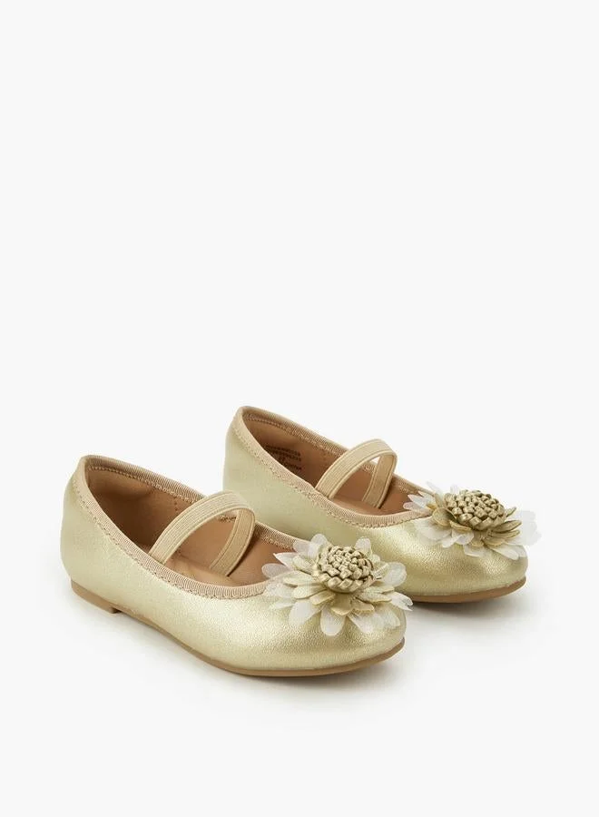 JUNIORS Girls Floral Accent Ballerina Shoes